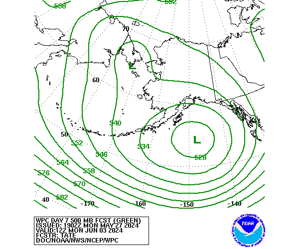 WPC Forecast of 500mb Heights valid on Day 7
