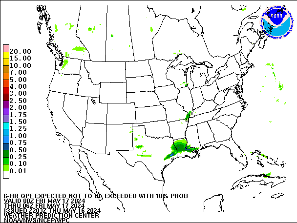 6-Hour 10th
                     Percentile QPF valid 06Z May 17, 2024
