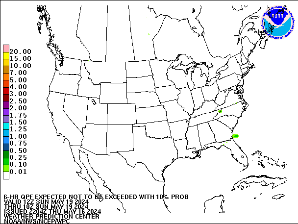 6-Hour 10th
                     Percentile QPF valid 18Z May 19, 2024
