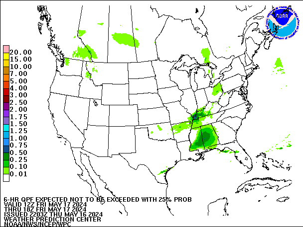 6-Hour 25th
                     Percentile QPF valid 18Z May 17, 2024