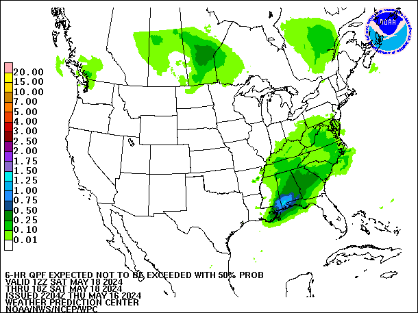 6-Hour 50th
                     Percentile QPF valid 18Z May 18, 2024