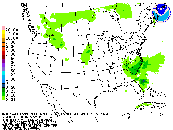 6-Hour 50th
                     Percentile QPF valid 00Z May 20, 2024