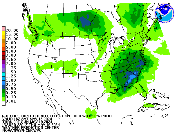 6-Hour 90th
                     Percentile QPF valid 00Z May 19, 2024
